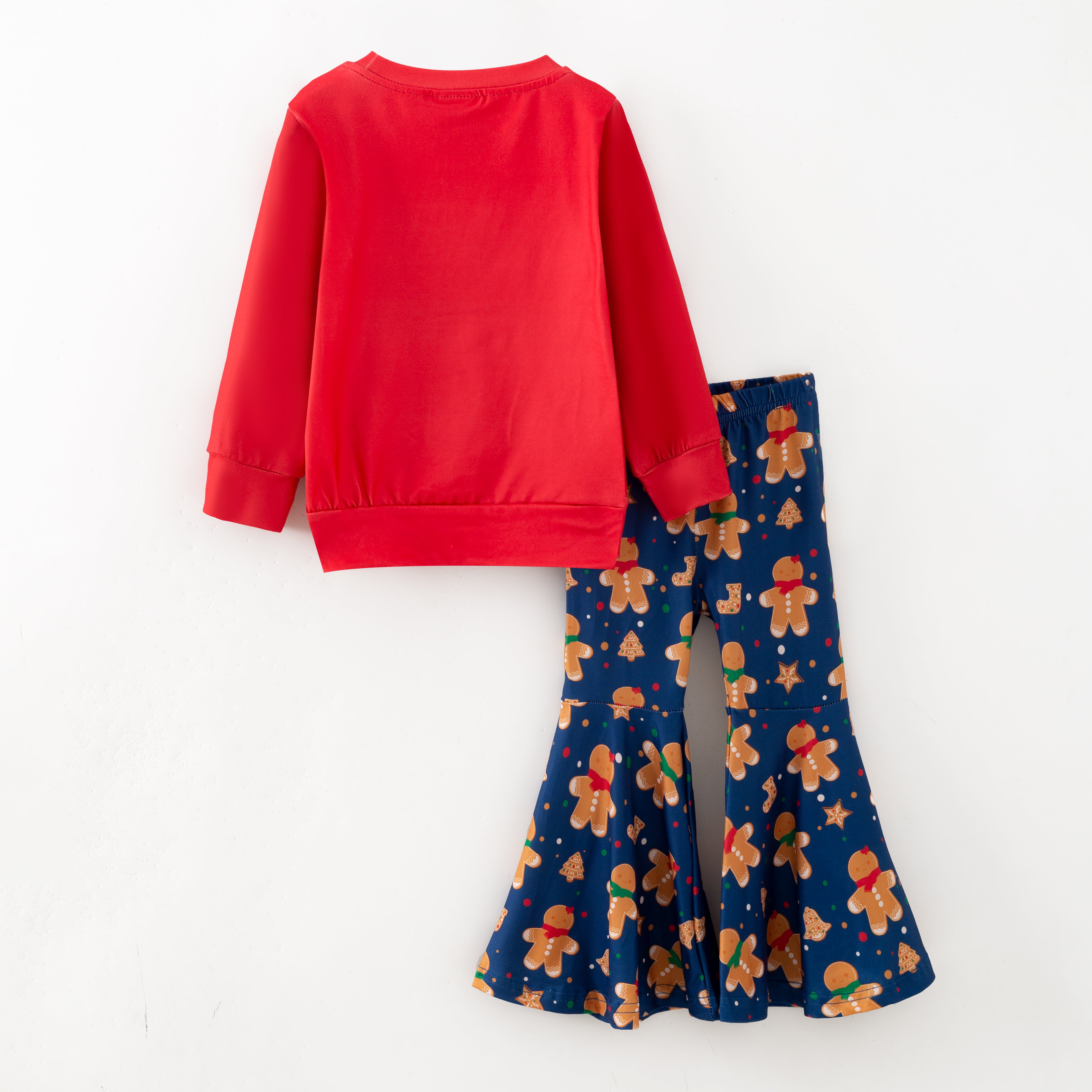 (In Stock)Girls Christmas Gingerbread Print Sweatshirt Set