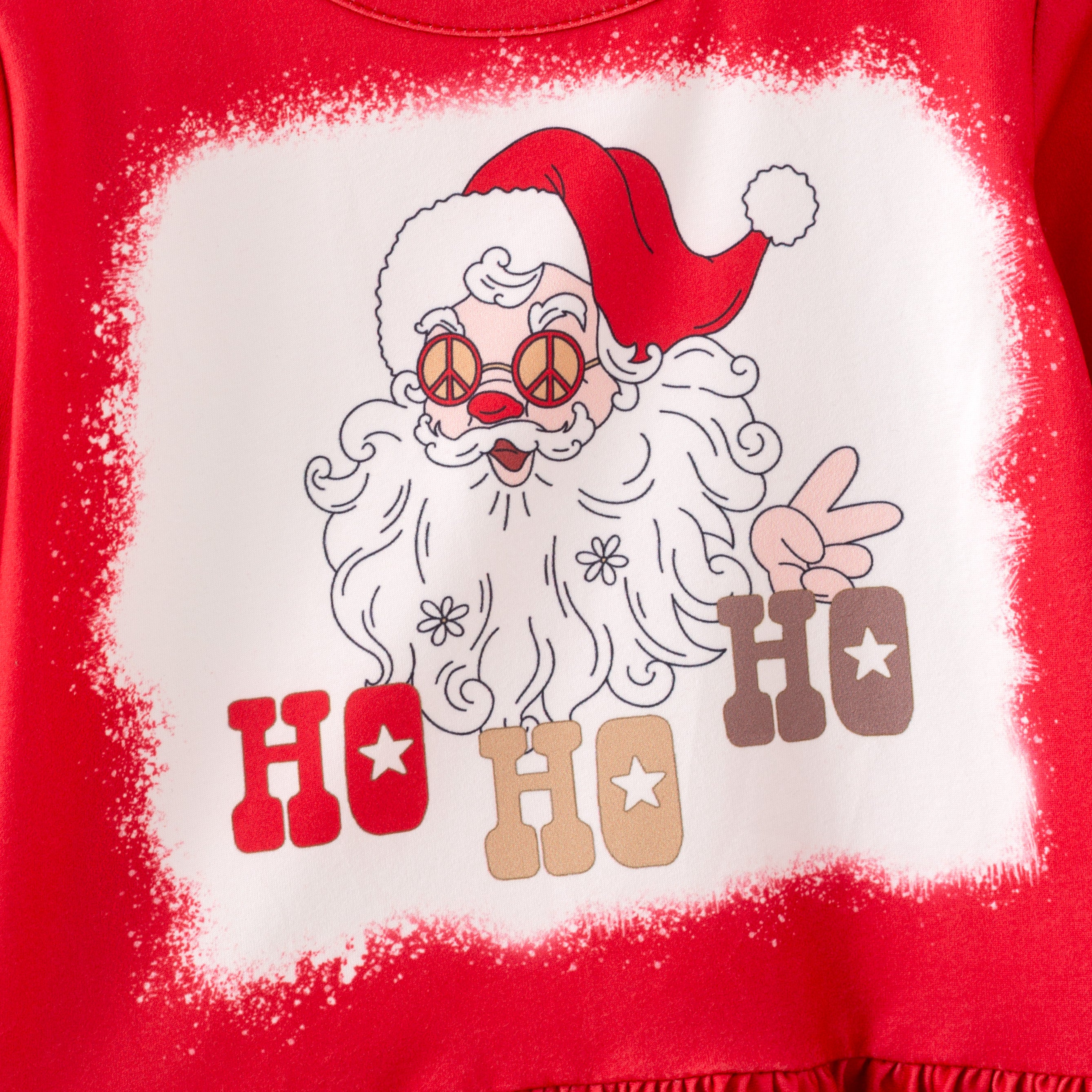 (Pre Order)Girls Christmas Santa Claus Print Ruffle Outfit Set