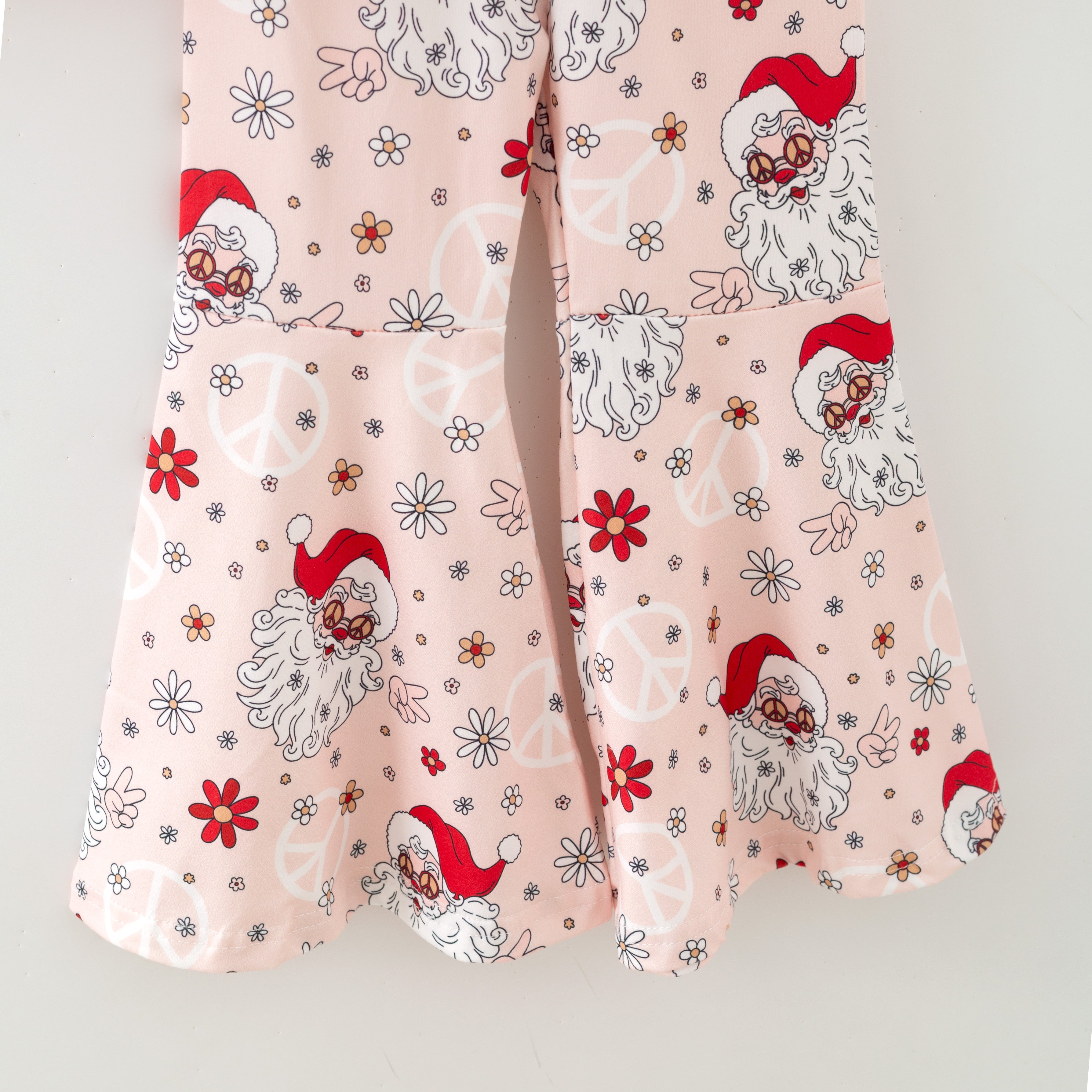 (Pre Order)Girls Christmas Santa Claus Print Ruffle Outfit Set