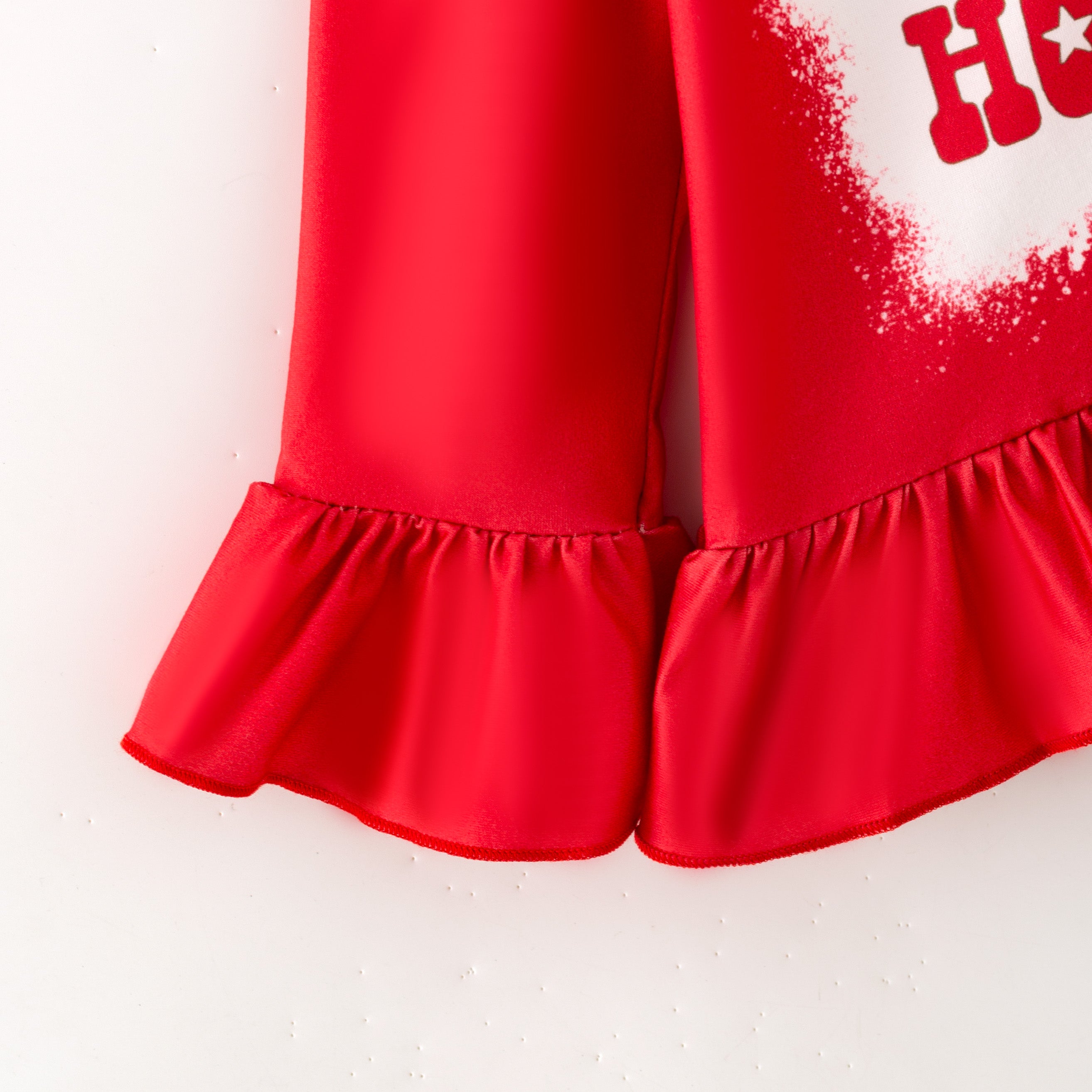 (Pre Order)Girls Christmas Santa Claus Print Ruffle Outfit Set