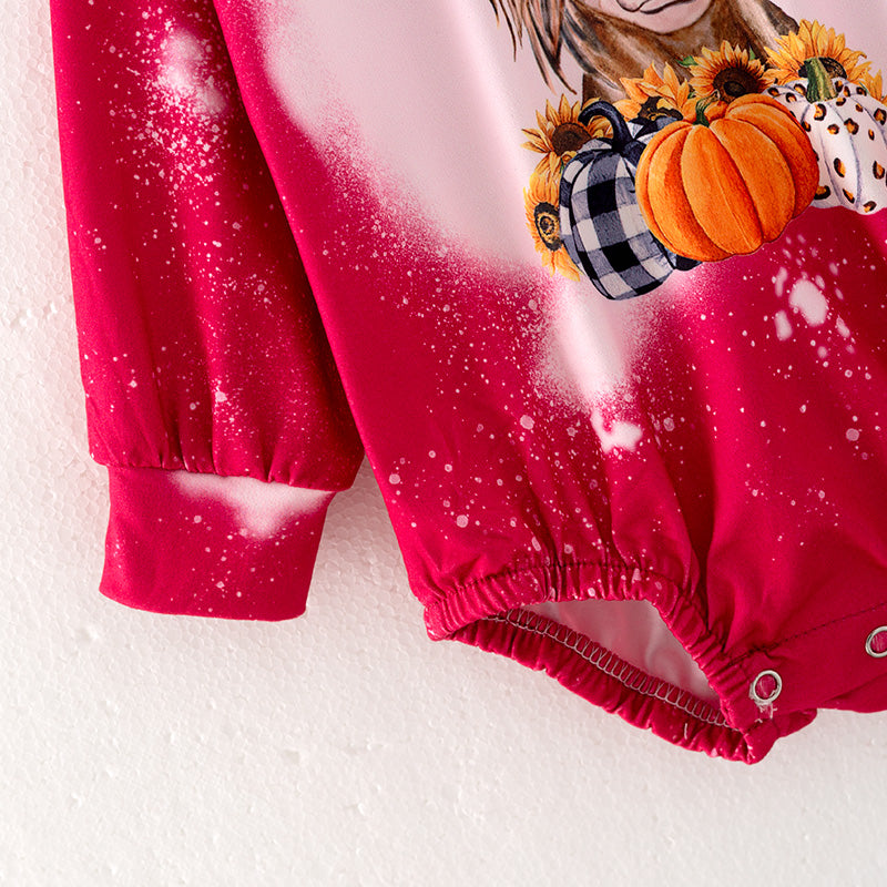 (In Stock Q10-2-2)Baby Girls Fall Cattle Print Romper