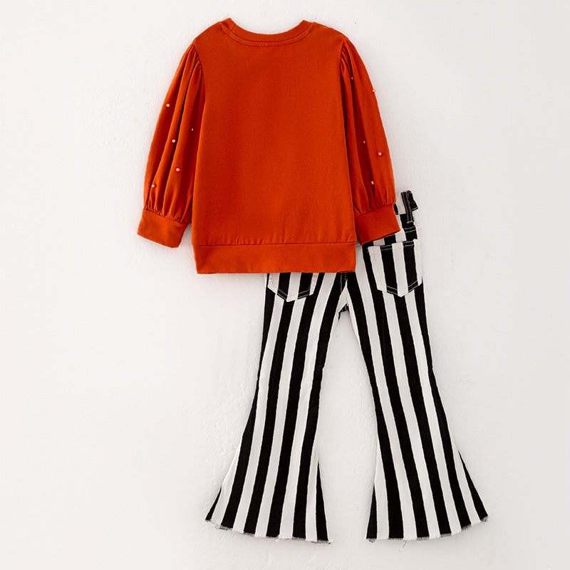 (In Stock Q10-3-2)Girls Fall Weather Print Denim Set