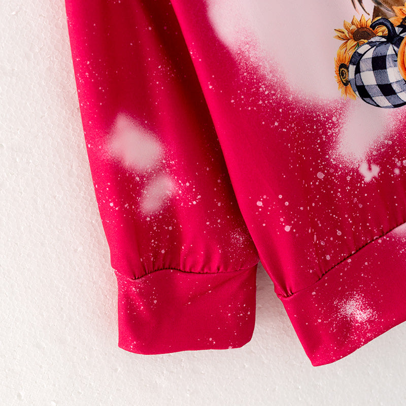 (In Stock Q10-1-2)Girls Fall Cattle Print Top