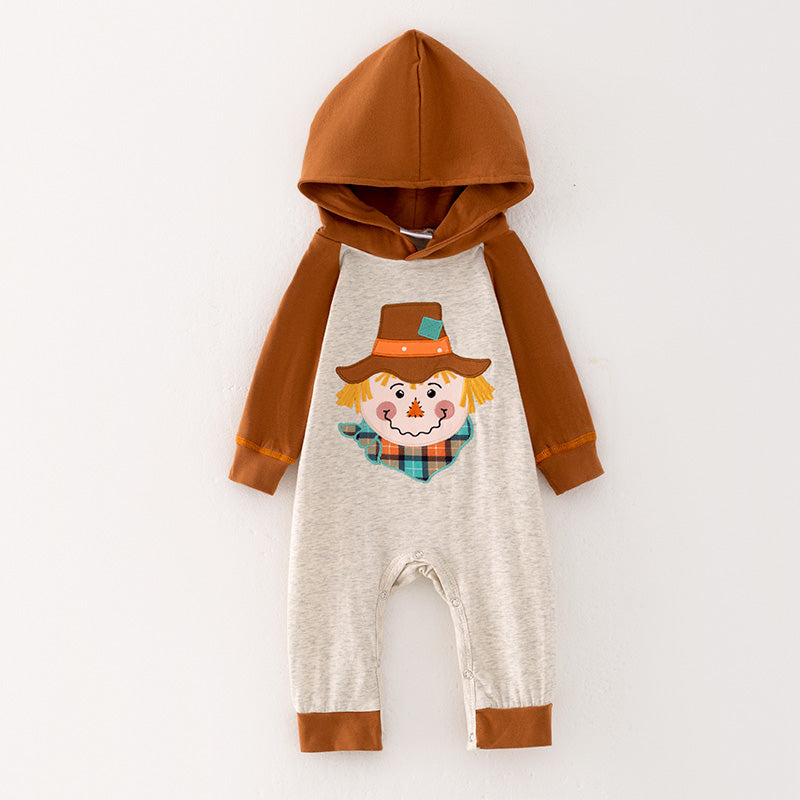 (In Stock Q10-1-1)Baby Boys Fall Scarecrow Applique Romper