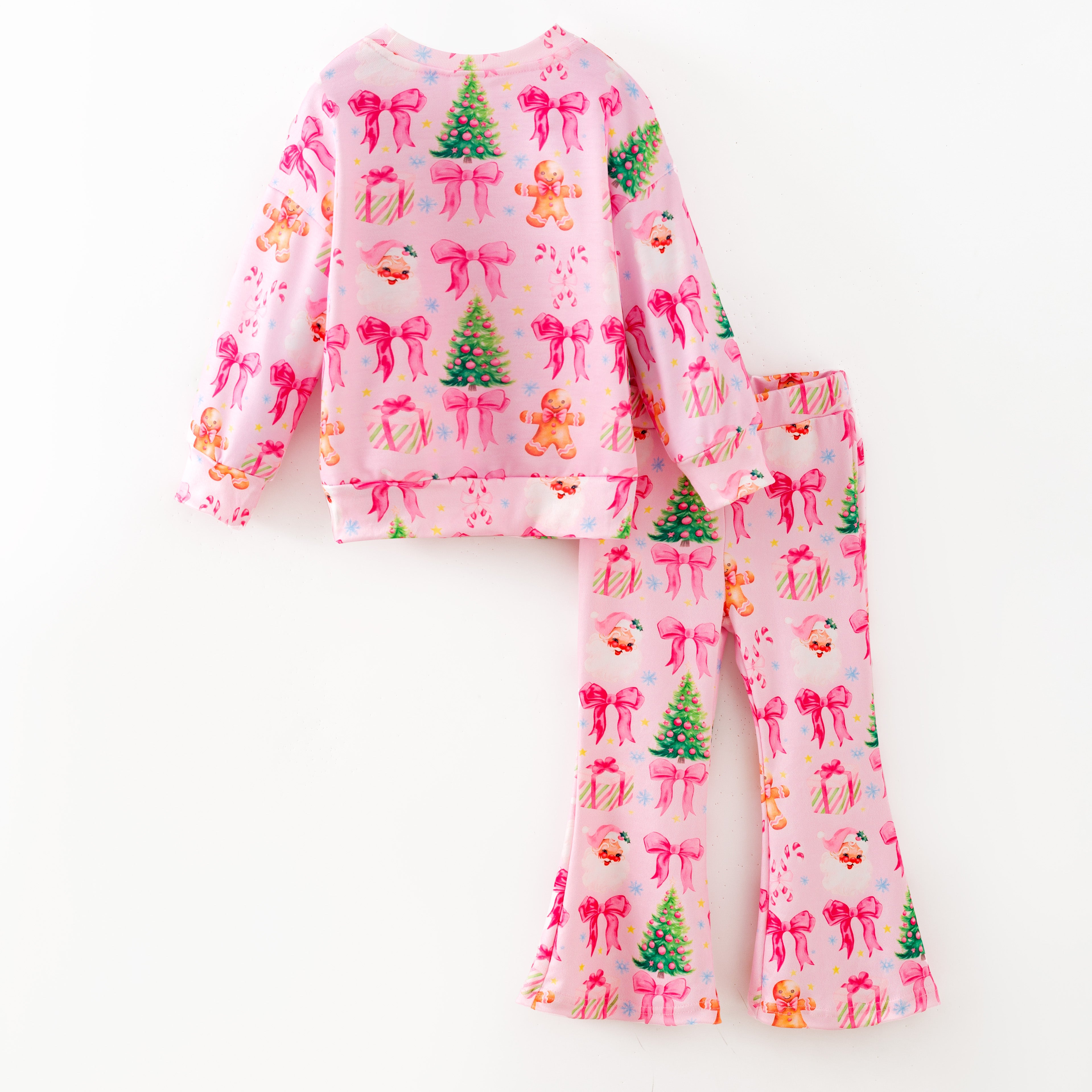 (Pre Order,Prepack Zone)Girls Bow Print Twill Sweatshirt Suit(Mix Size)