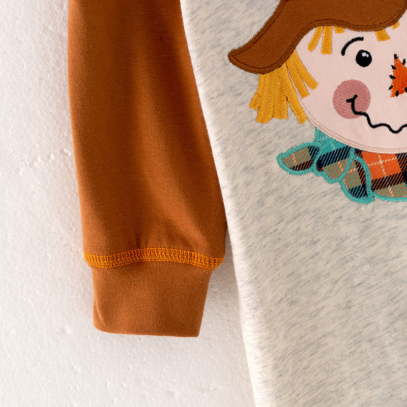 (In Stock Q10-1-1)Baby Boys Fall Scarecrow Applique Romper
