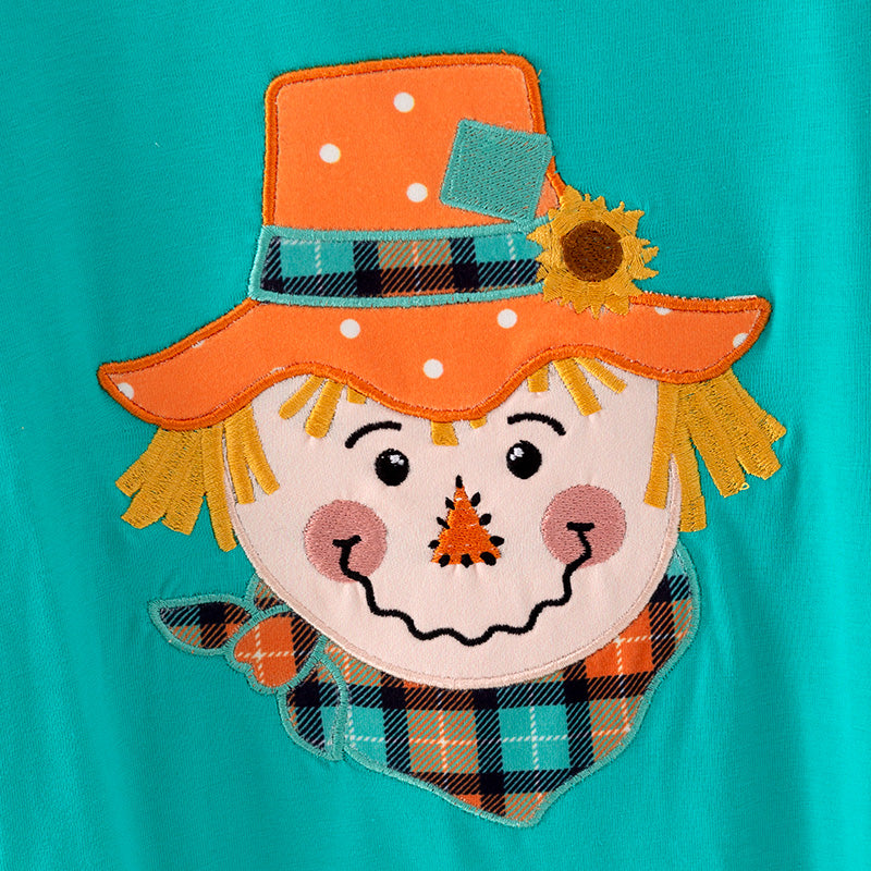 (In Stock Q10-1-1)Baby Girls Fall Scarecrow Applique Romper