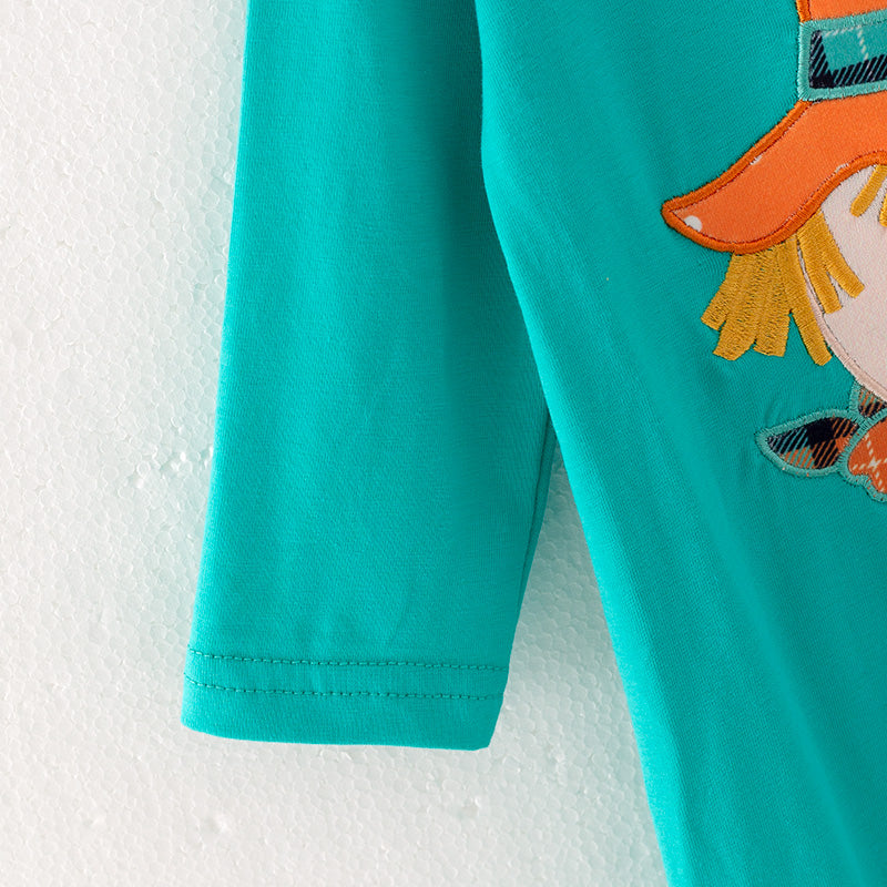 (In Stock Q10-1-1)Baby Girls Fall Scarecrow Applique Romper