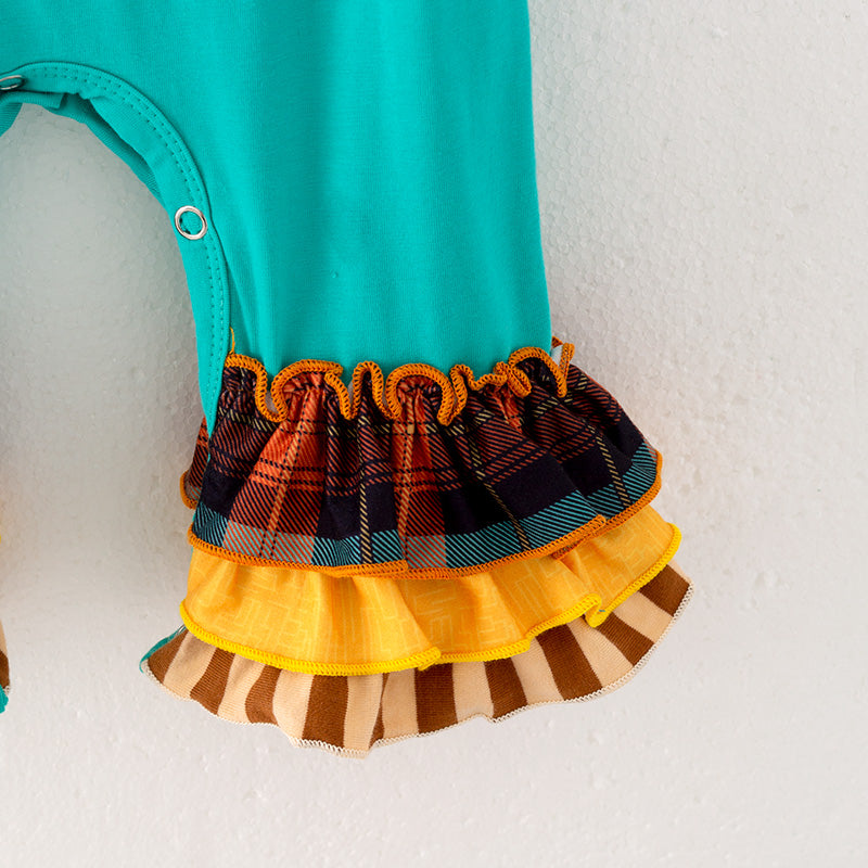 (In Stock Q10-1-1)Baby Girls Fall Scarecrow Applique Romper