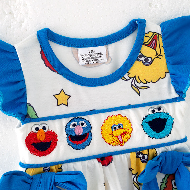(In Stock)Toddler Girls Spring and Summer Cartoon Embroidery Romper