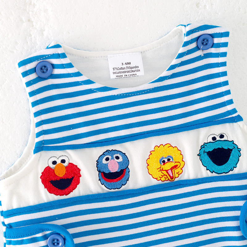(In Stock)Toddler Boys Spring and Summer Cartoon Embroidery Romper