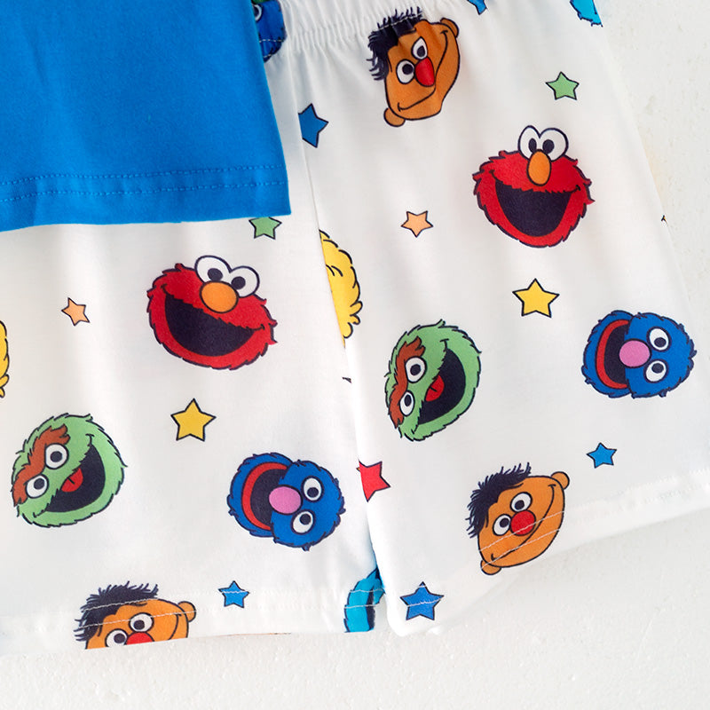(In Stock)Boys Spring and Summer Cartoon Embroidery Smocked Shorts Set
