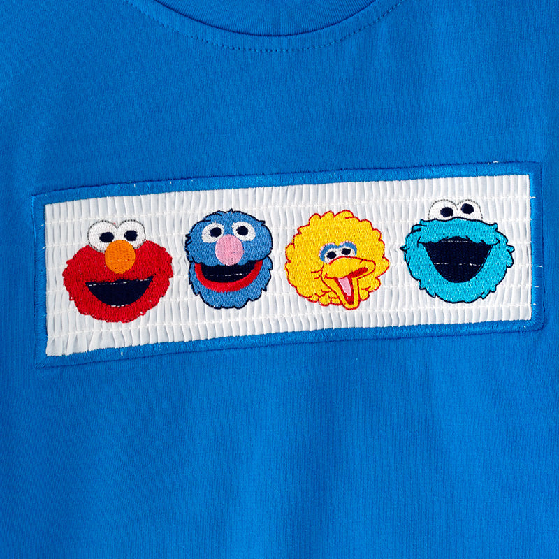 (In Stock)Boys Spring and Summer Cartoon Embroidery Smocked Shorts Set
