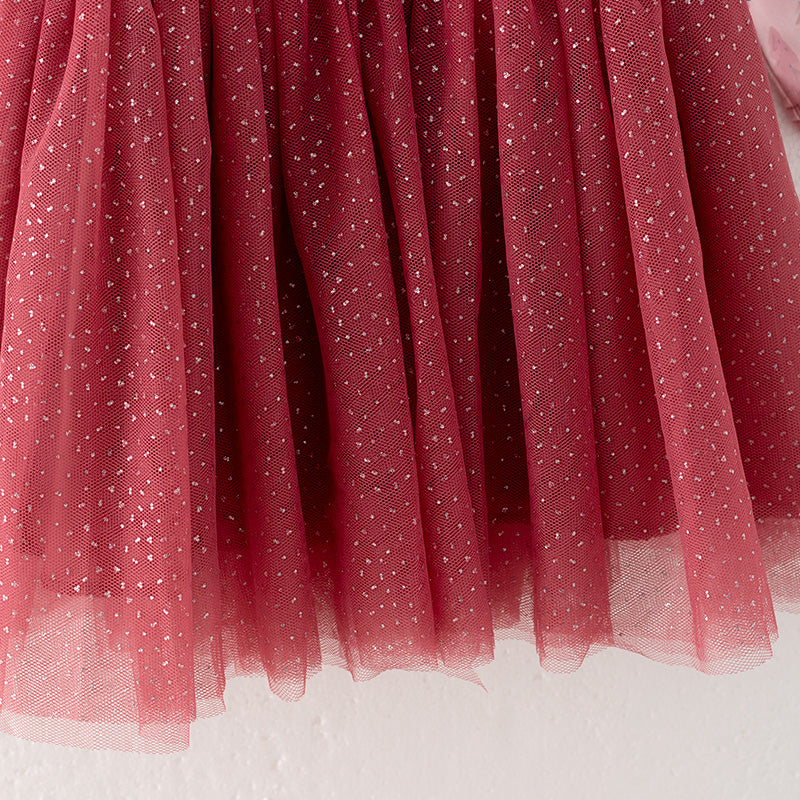 (In Stock Q13-3-1)Girls Christmas Tree Print Tulle Dress