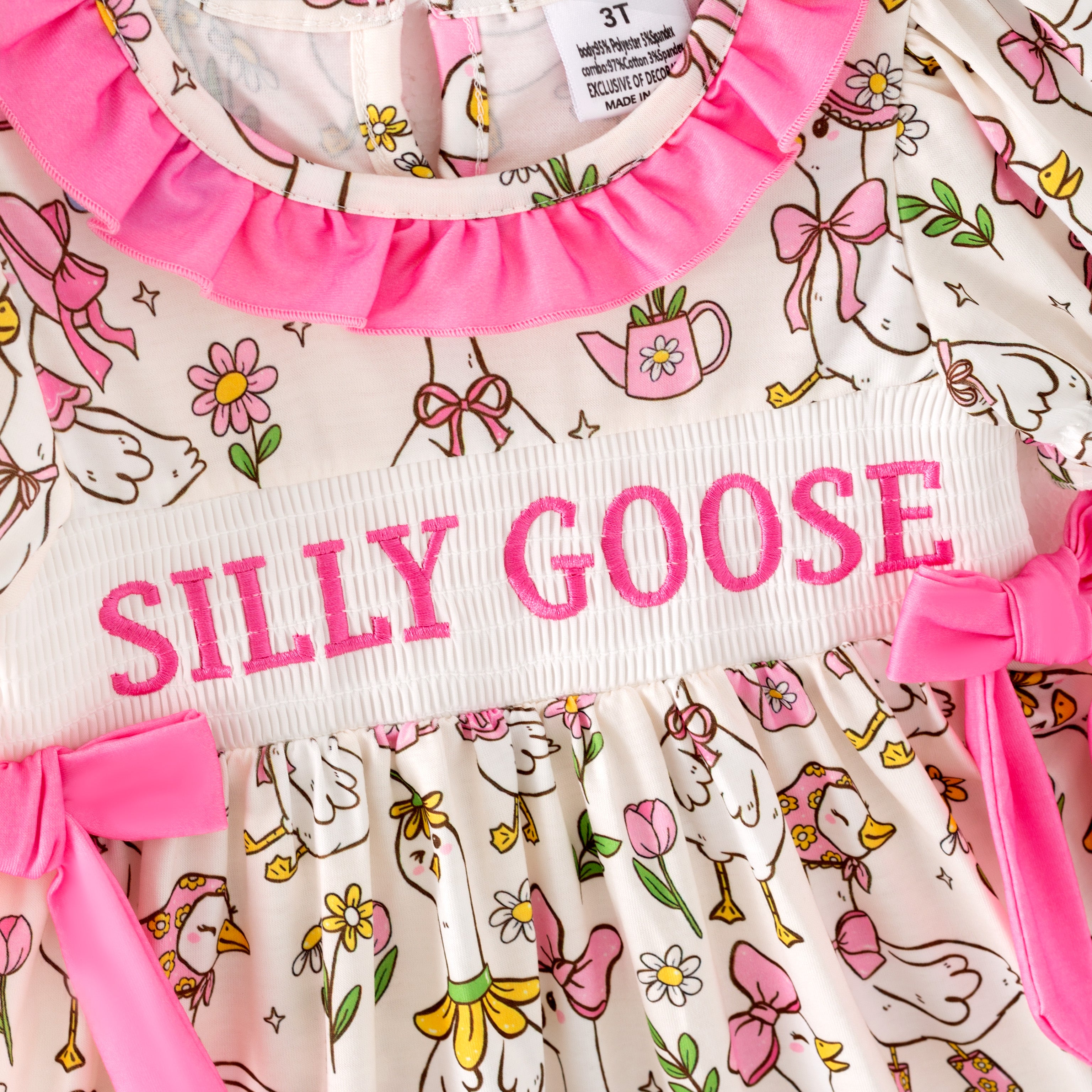 (Pre Order)Sisters Spring and Summer Silly Goose Embroidery Smocked Dress&Romper