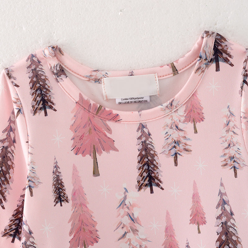 (In Stock Q13-3-1)Girls Christmas Tree Print Tulle Dress