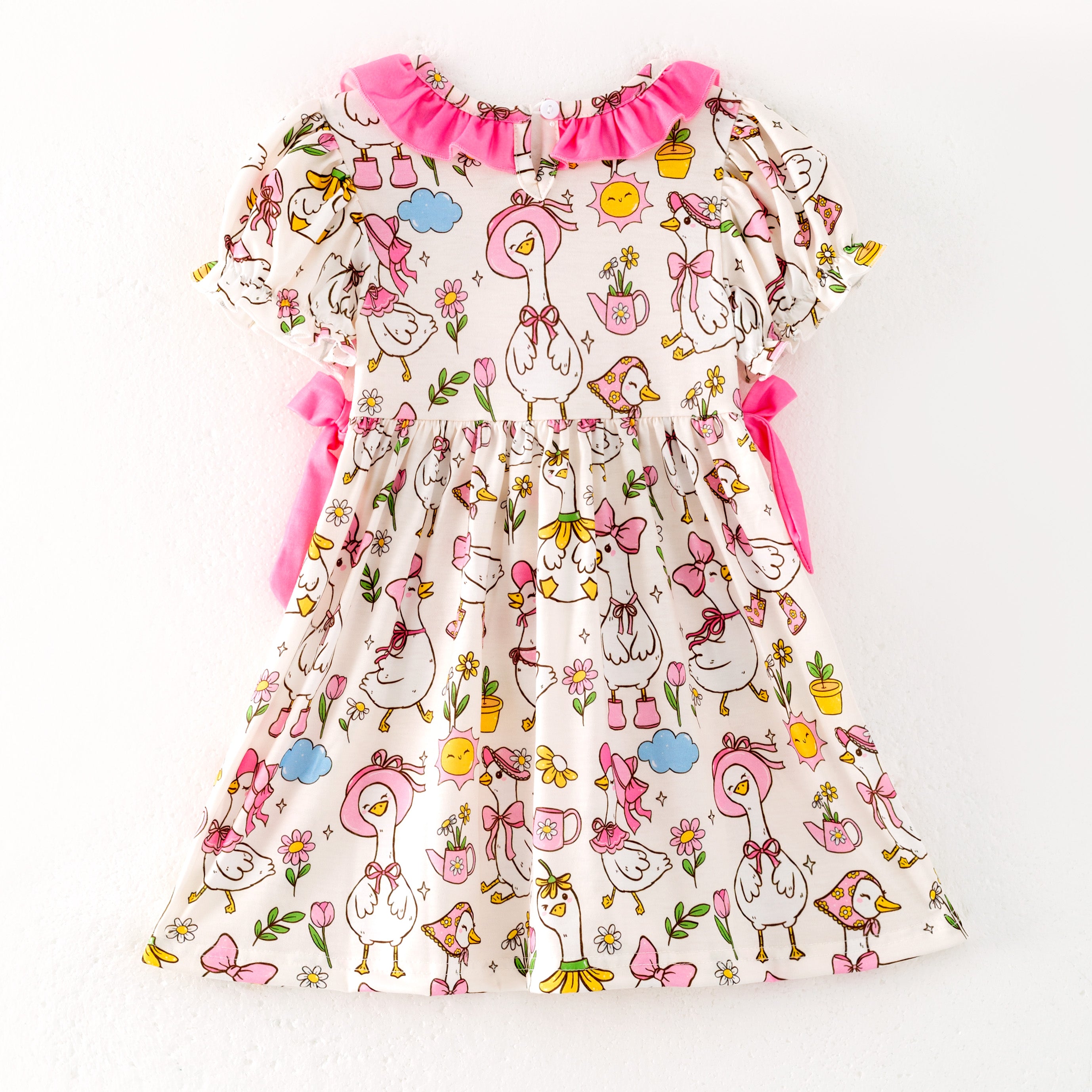 (Pre Order)Sisters Spring and Summer Silly Goose Embroidery Smocked Dress&Romper