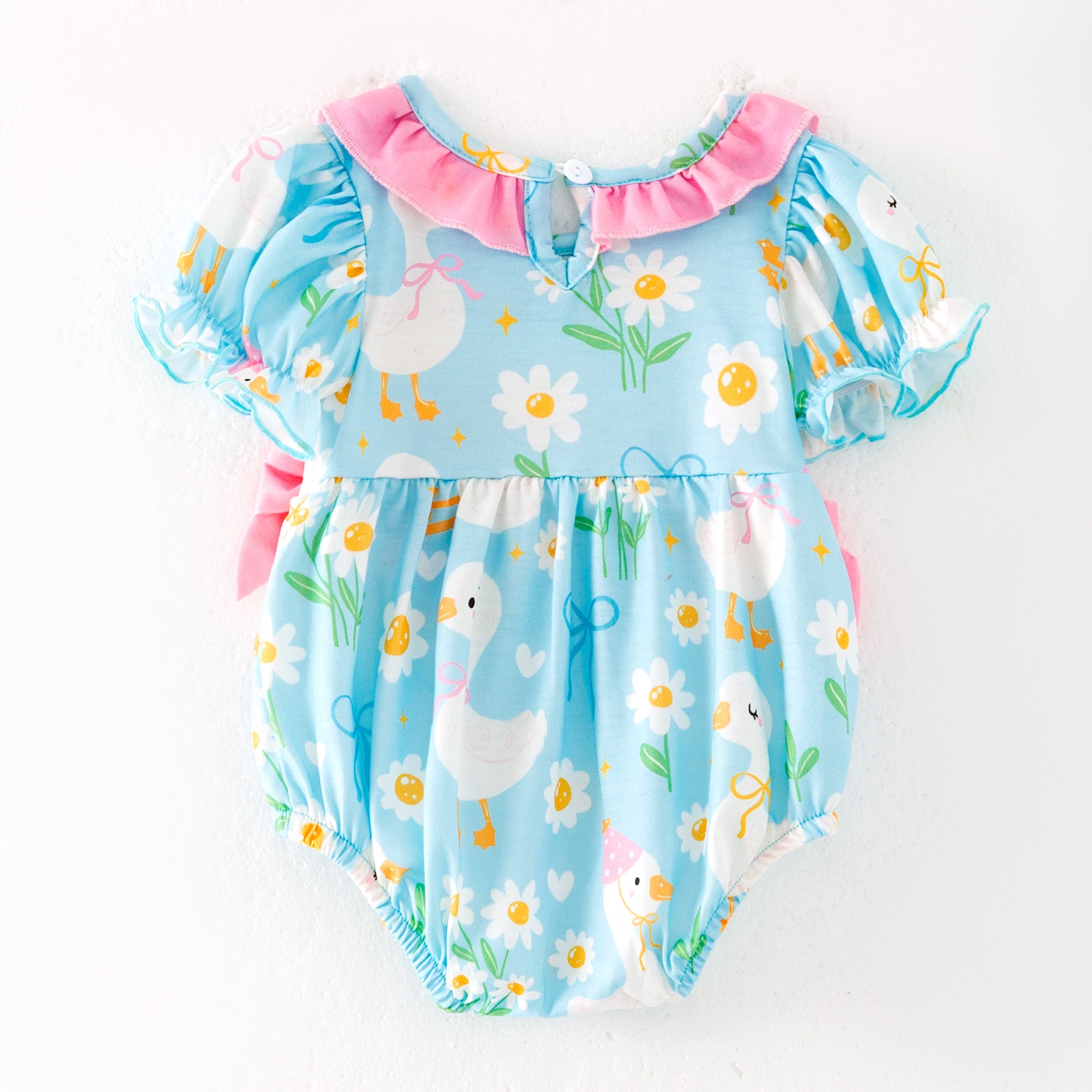 (Pre Order)Sisters Spring and Summer Silly Goose Embroidery Smocked Dress&Romper
