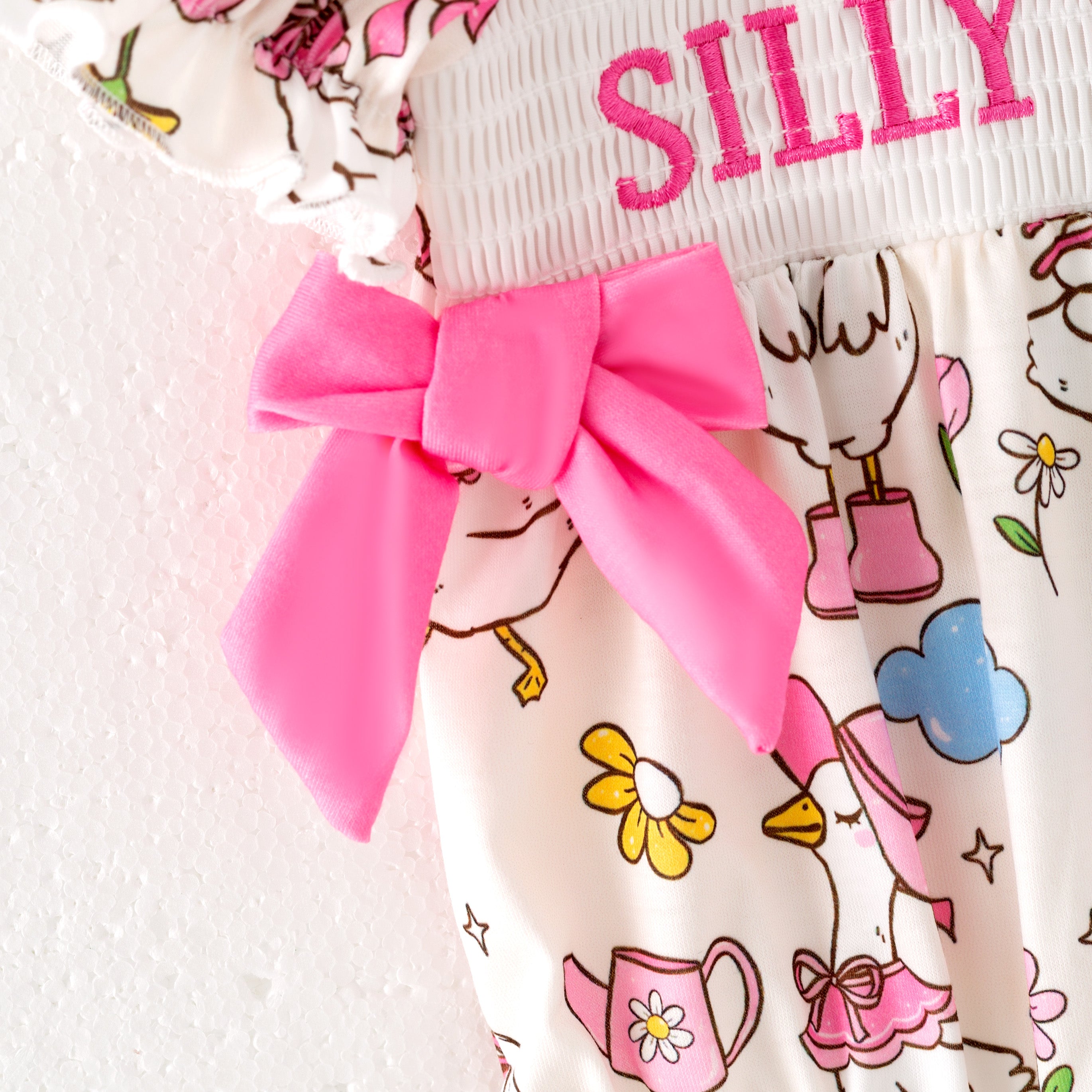 (Pre Order)Sisters Spring and Summer Silly Goose Embroidery Smocked Dress&Romper