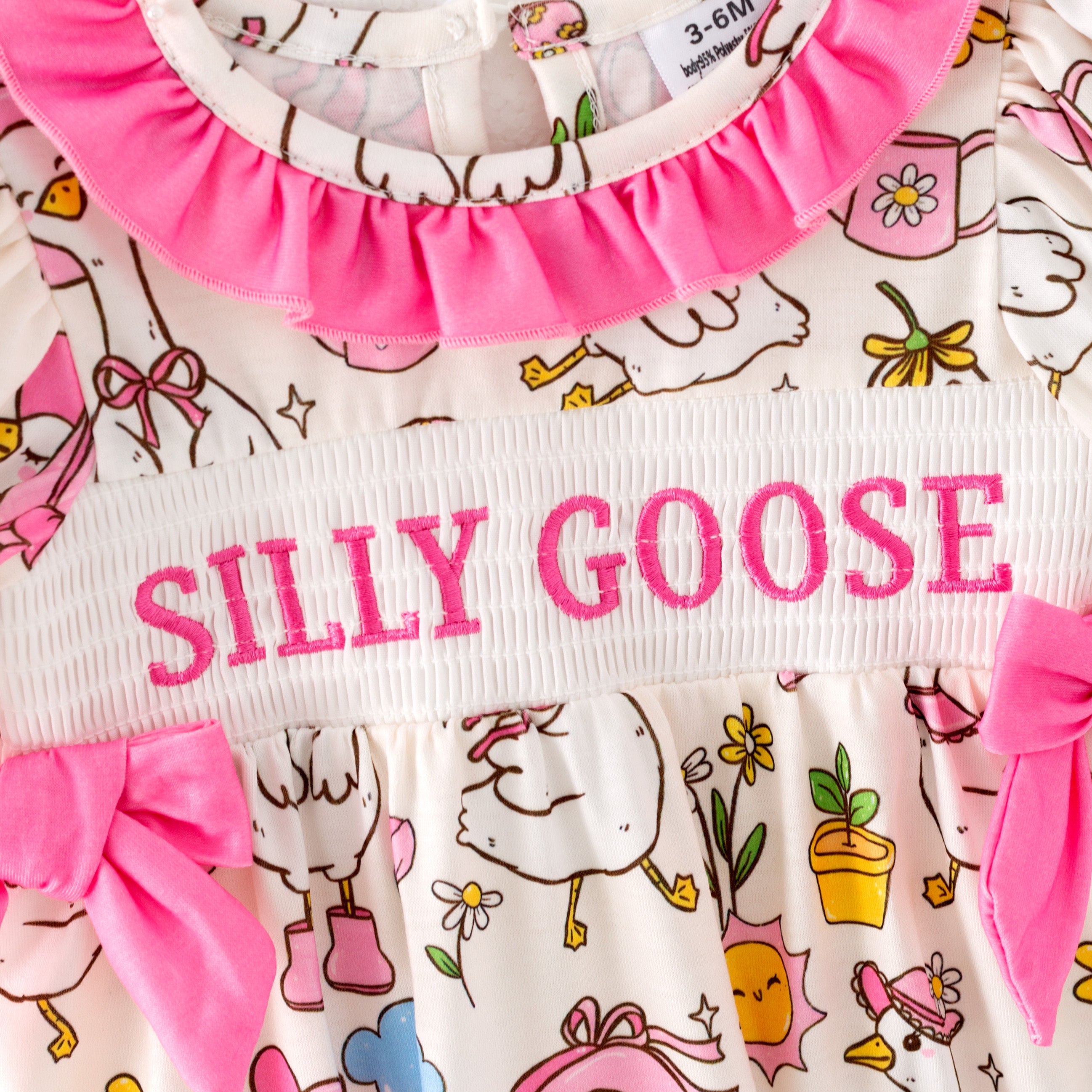 (Pre Order)Sisters Spring and Summer Silly Goose Embroidery Smocked Dress&Romper