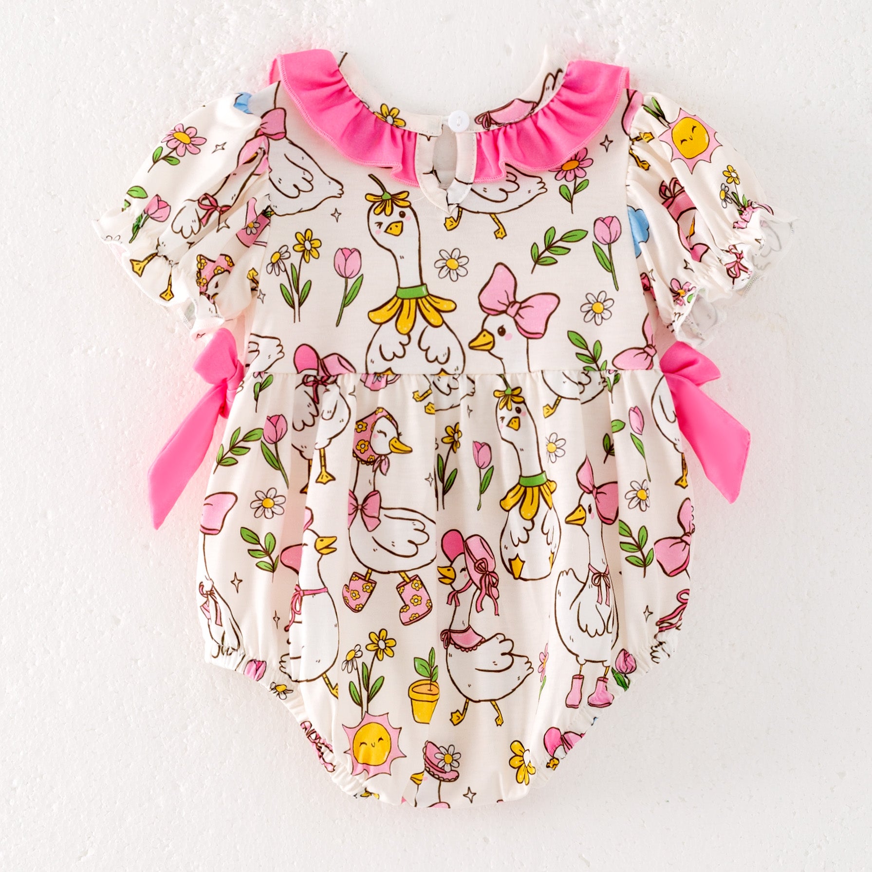 (Pre Order)Sisters Spring and Summer Silly Goose Embroidery Smocked Dress&Romper