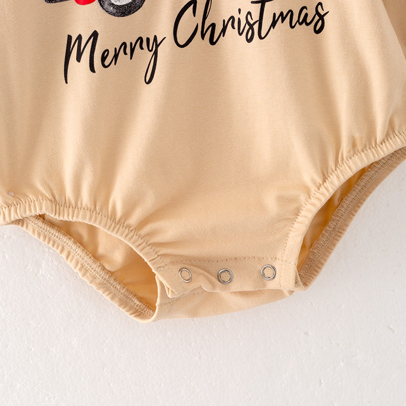 (In Stock Q13-5-1)Baby Girls Christmas Print Romper