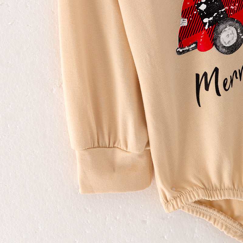 (In Stock Q13-5-1)Baby Girls Christmas Print Romper