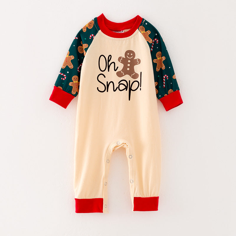 (In Stock L33-1-2)Baby Boys Christmas Gingerbread man Print Romper