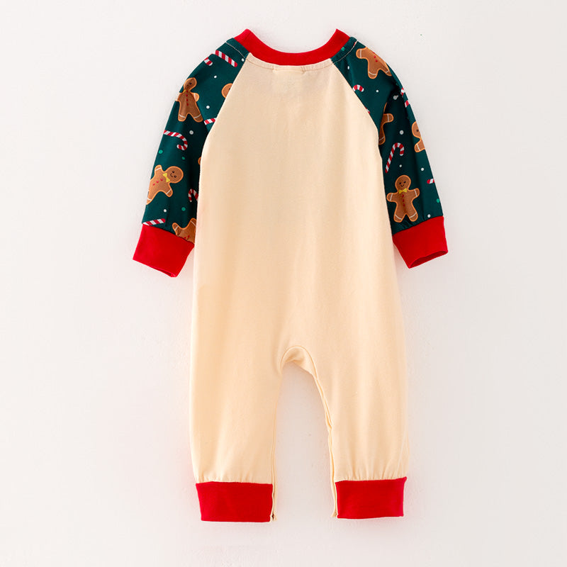 (In Stock L33-1-2)Baby Boys Christmas Gingerbread man Print Romper