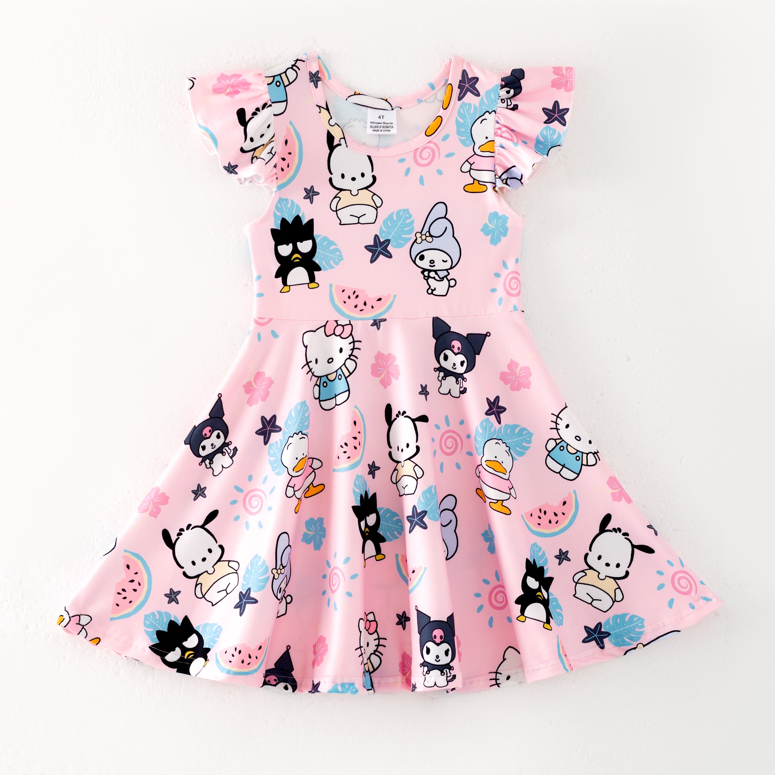 (Pre Order)Girls Spring and Summer Cartoon Print Dress