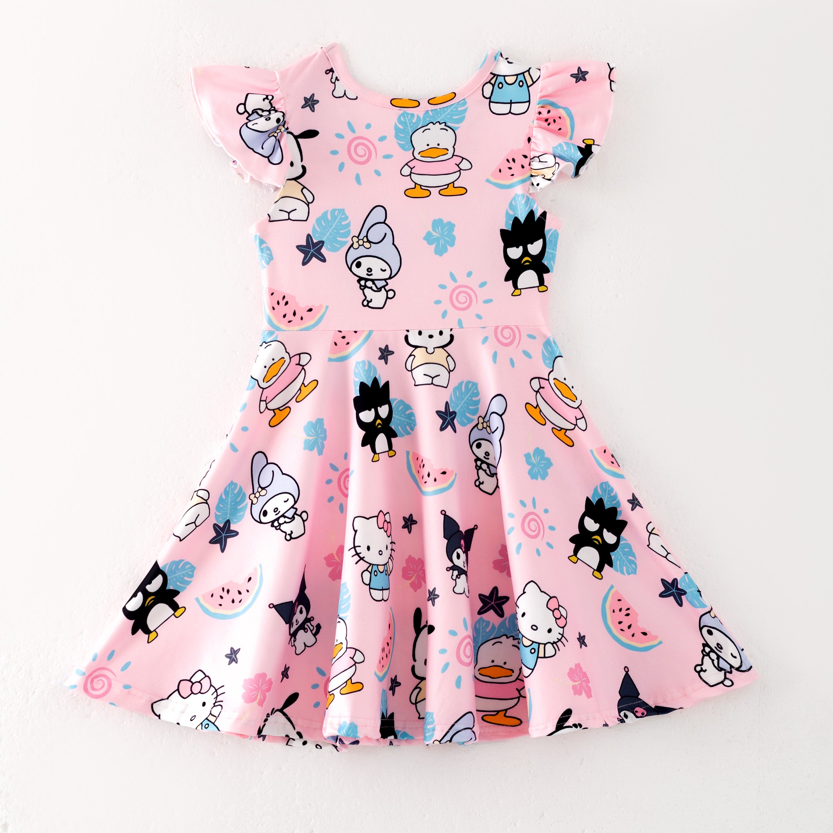 (Pre Order)Girls Spring and Summer Cartoon Print Dress