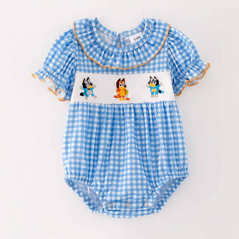 (In Stock B49-3-1)Baby Girls Cartoon Embroidery Romper