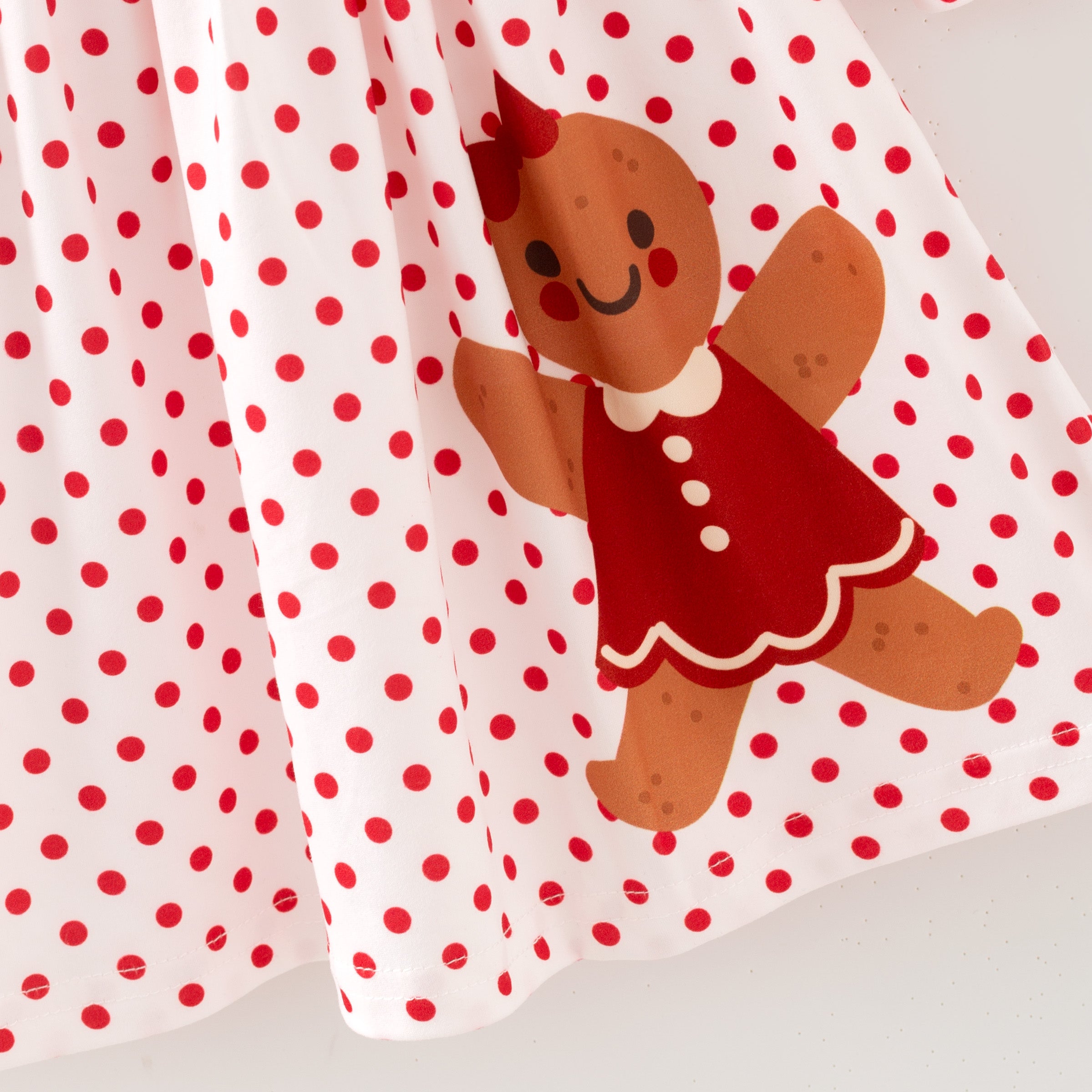 (In Stock)Girls Christmas Gingerbread Print Dress