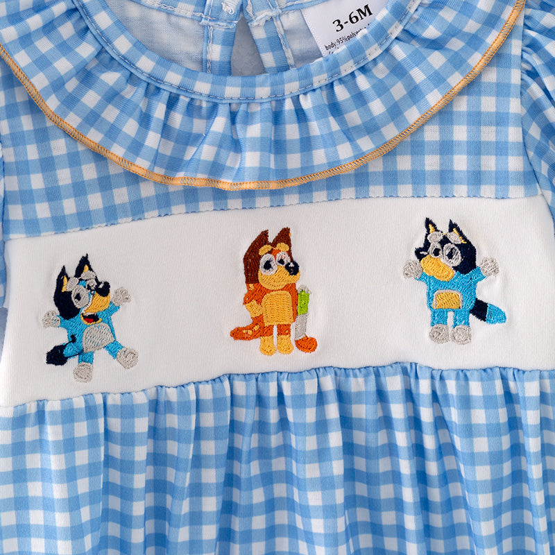 (In Stock B49-3-1)Baby Girls Cartoon Embroidery Romper