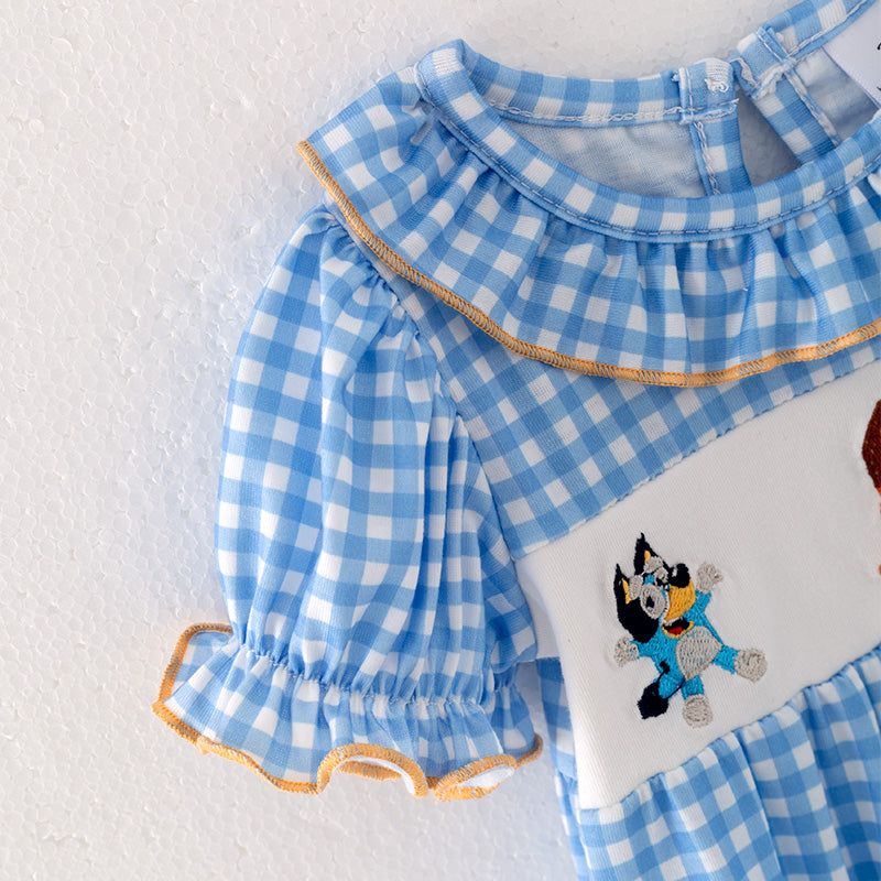 (In Stock B49-3-1)Baby Girls Cartoon Embroidery Romper