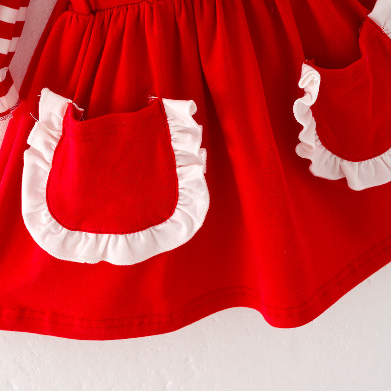 (In Stock Q13-2-1)Girls Christmas Applique Cotton Suspender Skirt