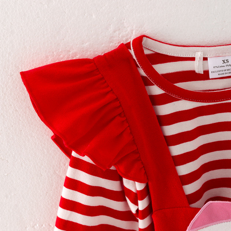 (In Stock Q13-2-1)Girls Christmas Applique Cotton Suspender Skirt