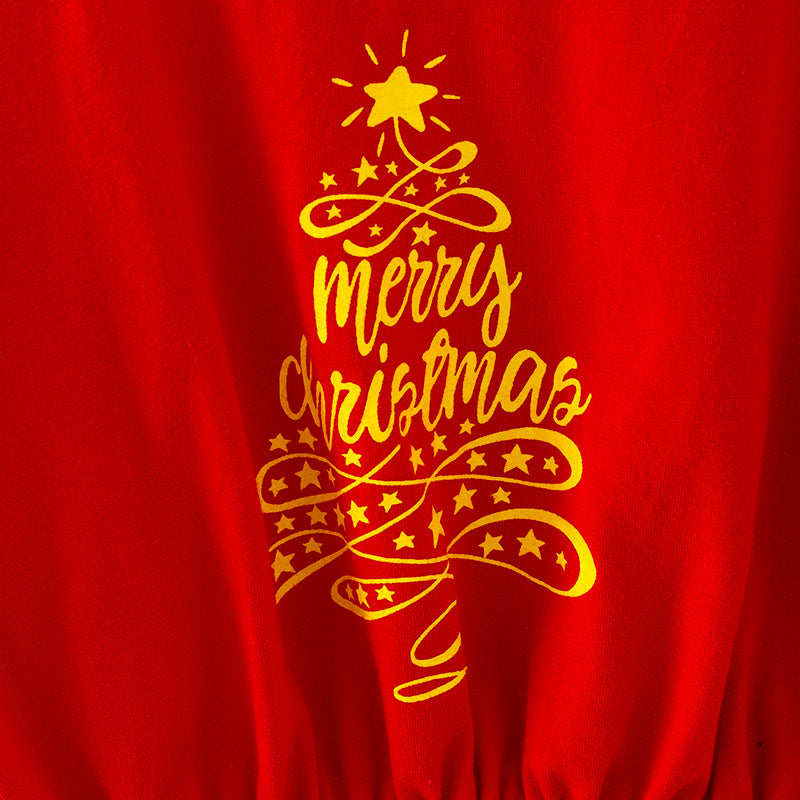 (In Stock Q13-5-2)Girls Christmas Print Cotton Top Velvet Pants Set