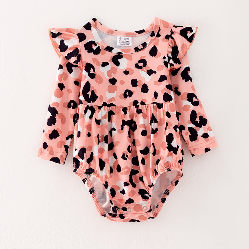 (In Stock Q13-2-2)Baby Girls Fall Leopard Print Romper