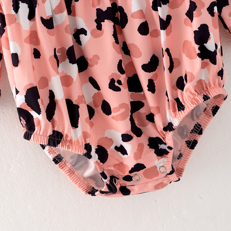 (In Stock Q13-2-2)Baby Girls Fall Leopard Print Romper