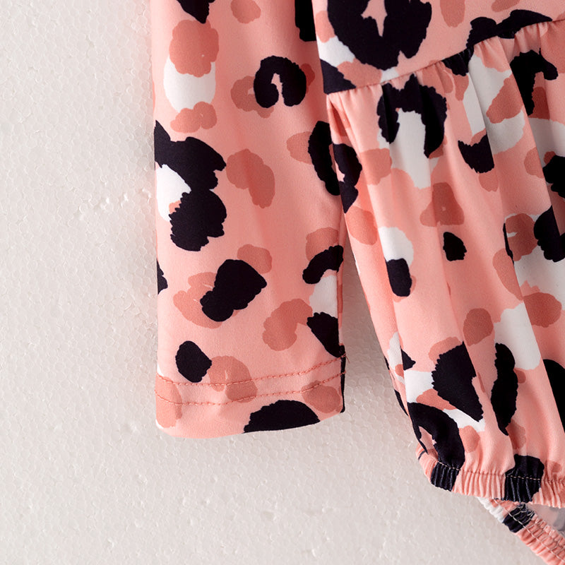 (In Stock Q13-2-2)Baby Girls Fall Leopard Print Romper