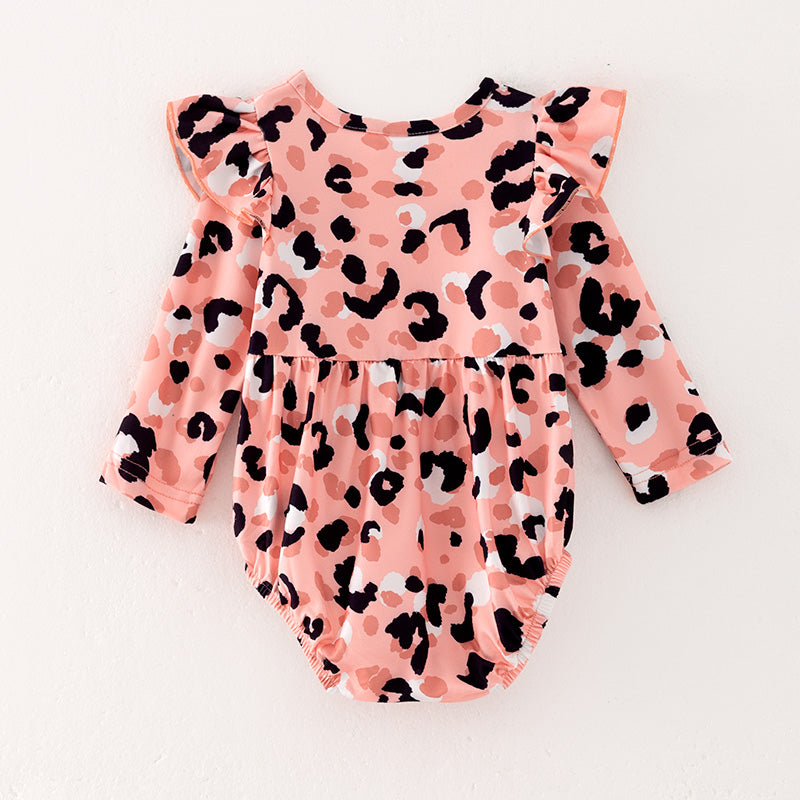 (In Stock Q13-2-2)Baby Girls Fall Leopard Print Romper