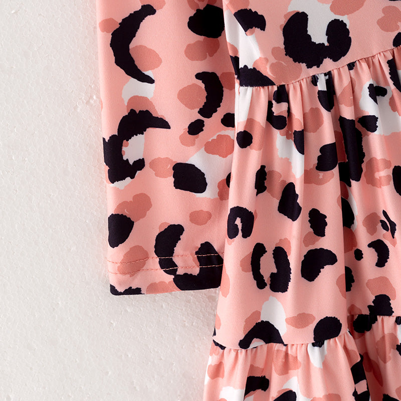 (In Stock Q13-3-2)Girls Fall Leopard Print Dress