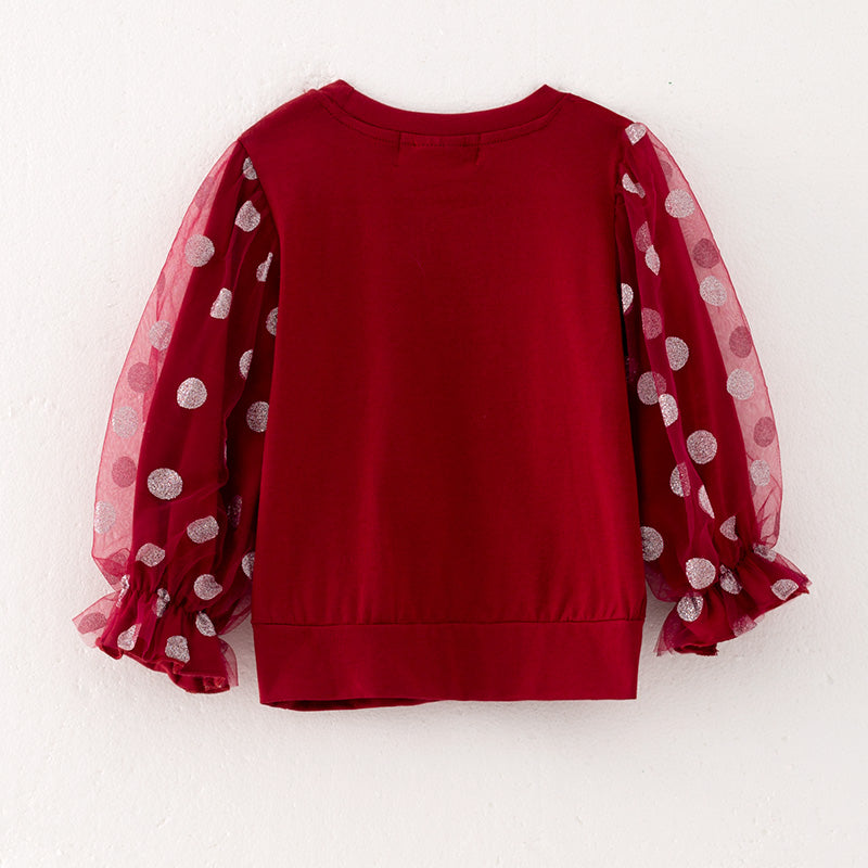 (In Stock Q13-3-1)Girls Christmas Believe Print Top