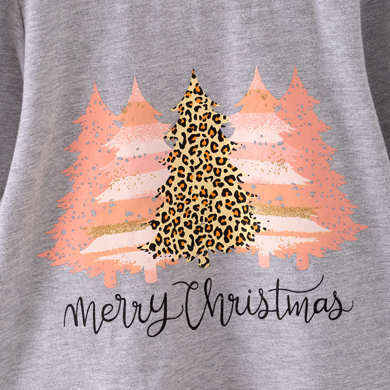 (In Stock Q13-4-2)Girls Christmas Print Outfit Set