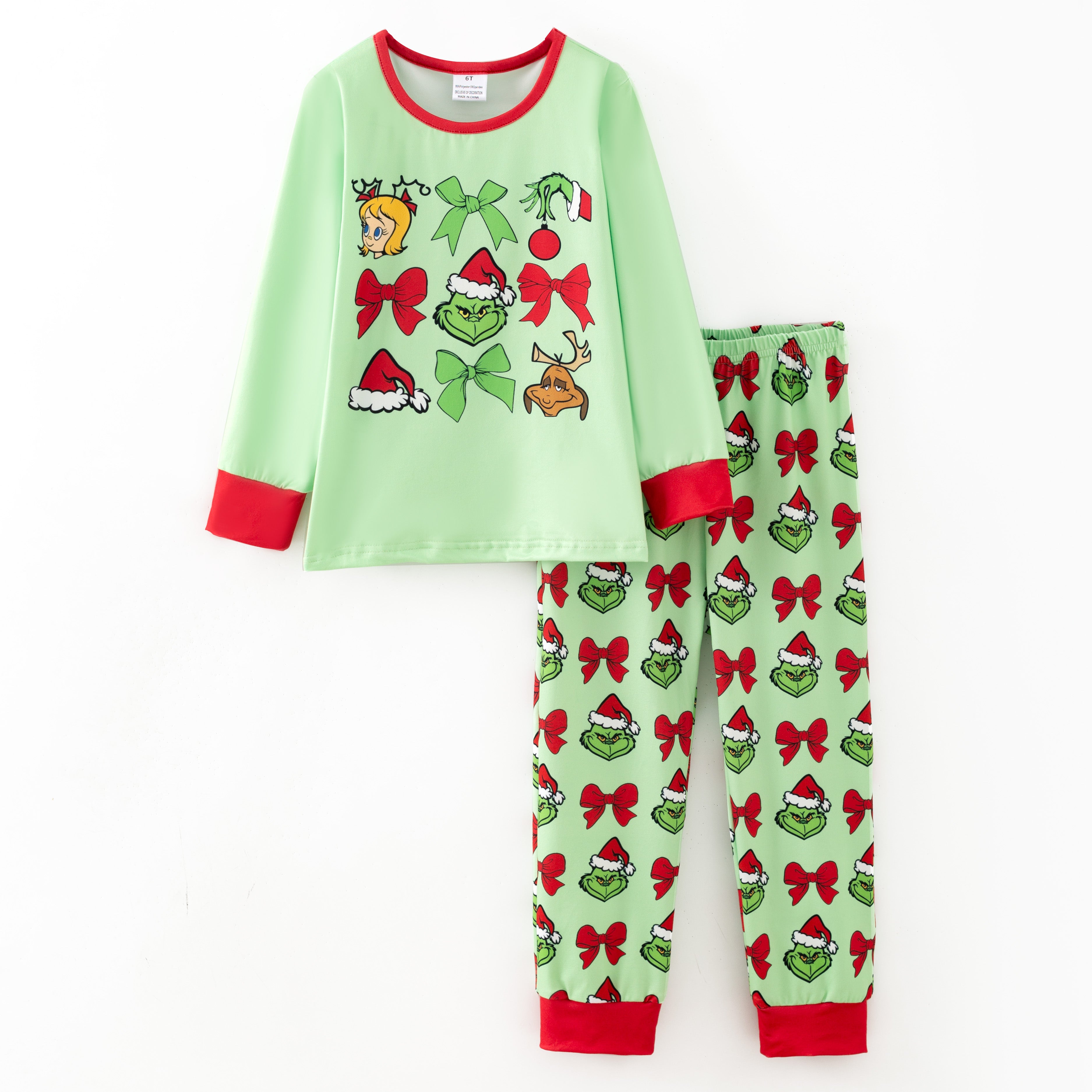 (Pre Order,Prepack Zone)Girls Christmas Cartoon Print Pajamas(Mix Size)