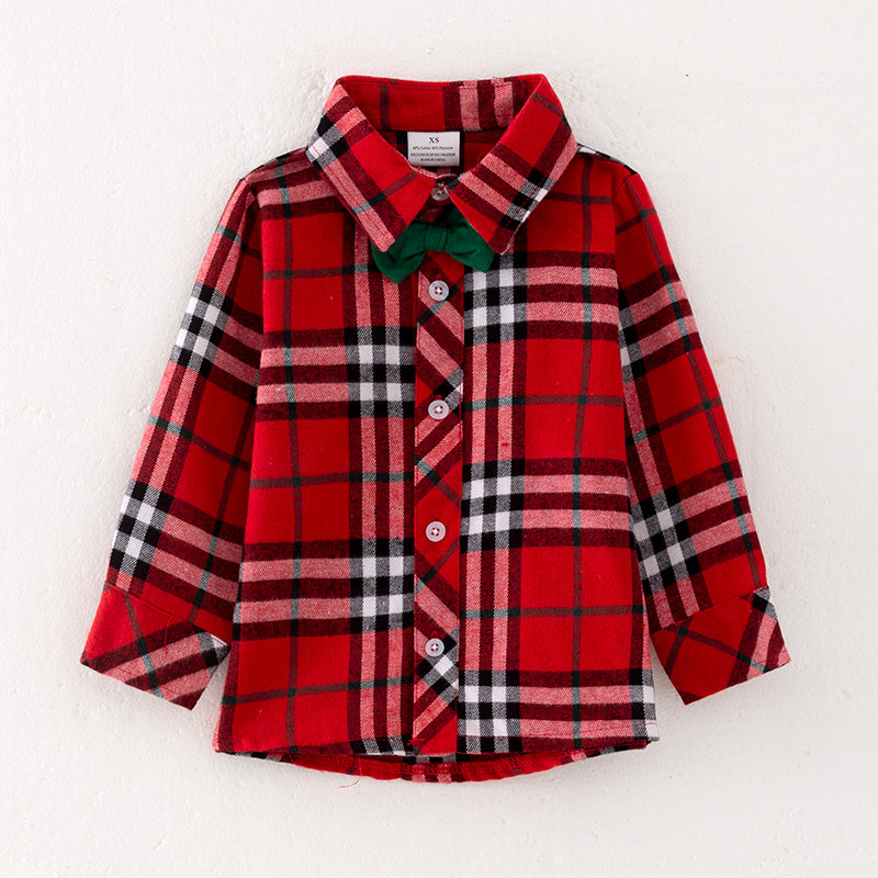 (In Stock G22-4-3 G8-2-1)Boys Christmas Red Plaid Shirt