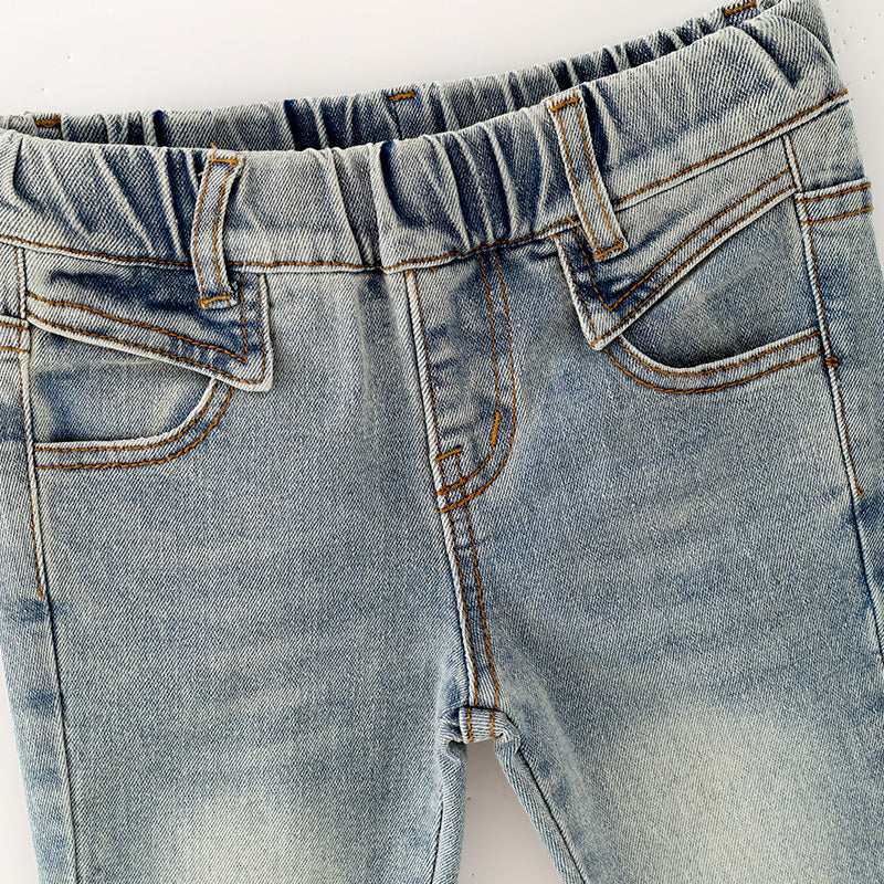(In Stock)Girls Fall Light Blue Crystal Jeans
