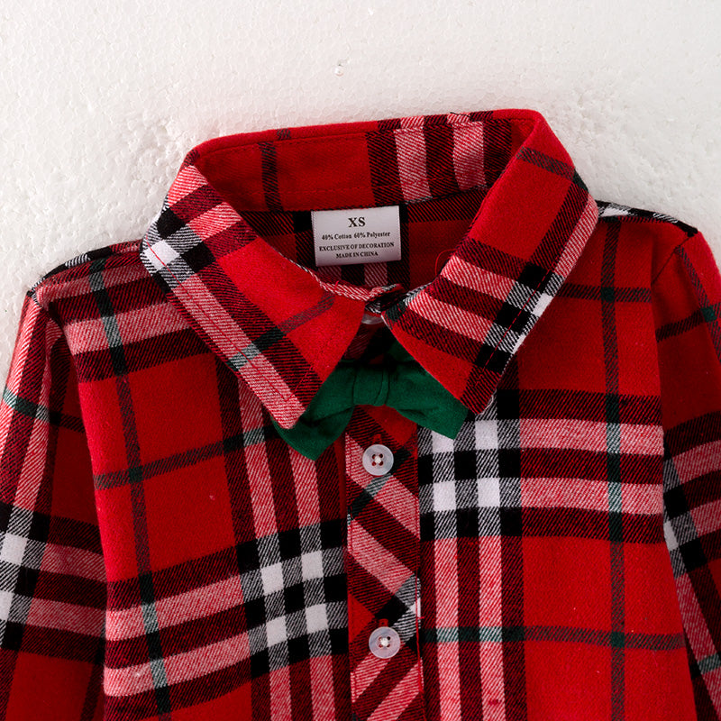 (In Stock G22-4-3 G8-2-1)Boys Christmas Red Plaid Shirt