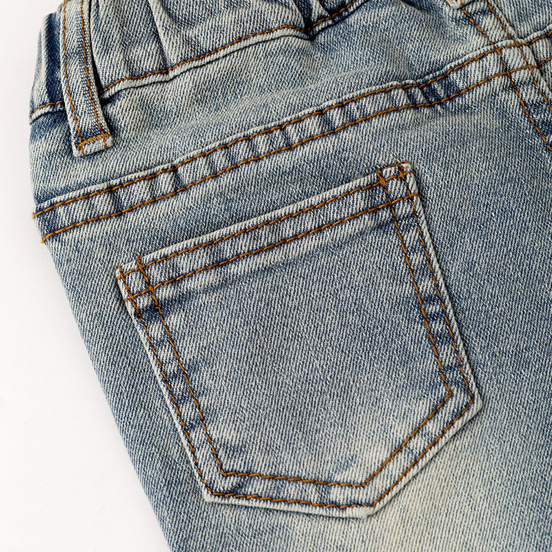 (In Stock)Girls Fall Light Blue Crystal Jeans
